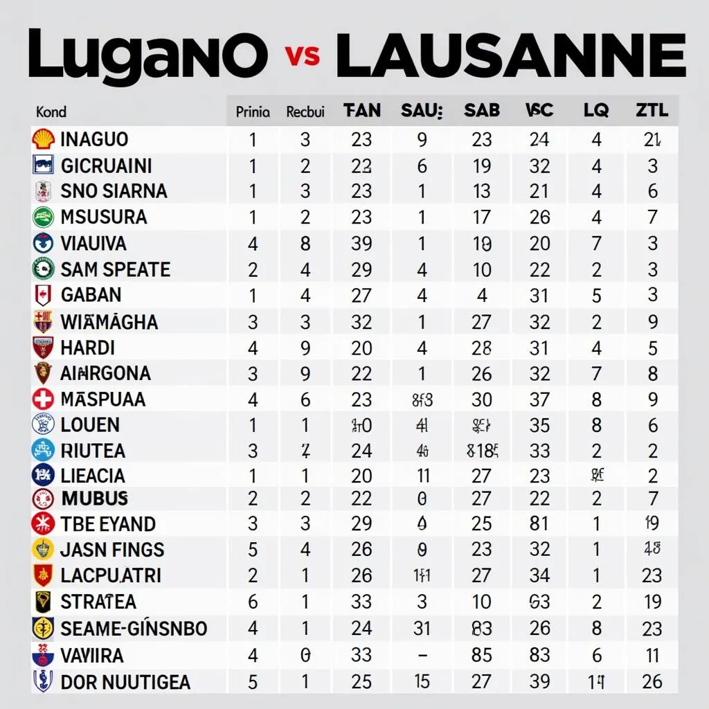 Lịch sử đối đầu Lugano vs Lausanne