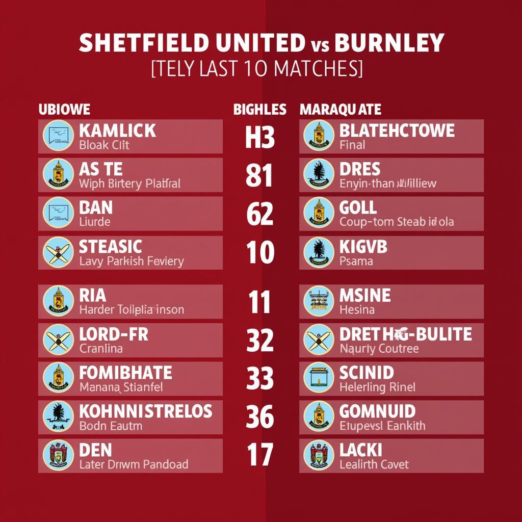 Lịch sử đối đầu Sheffield United vs Burnley