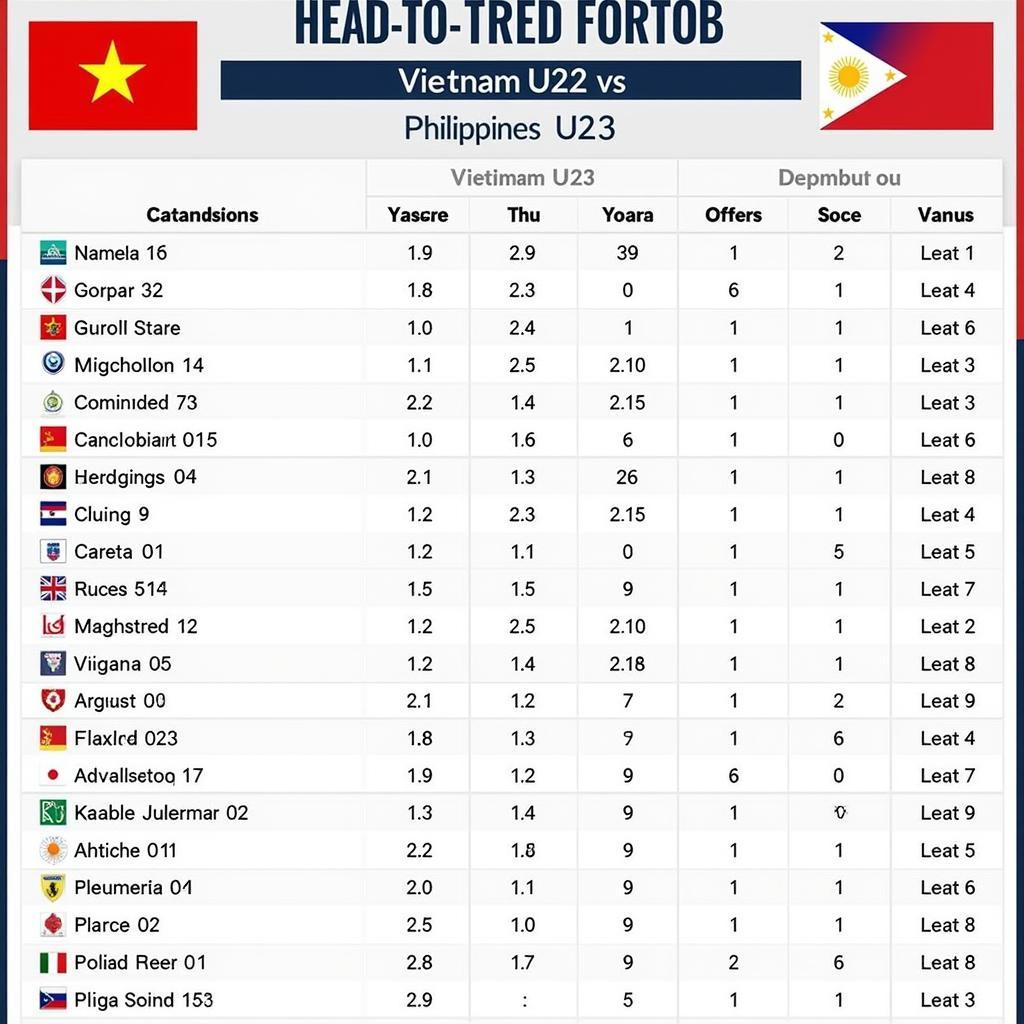 Lịch sử đối đầu U23 Việt Nam Philippines