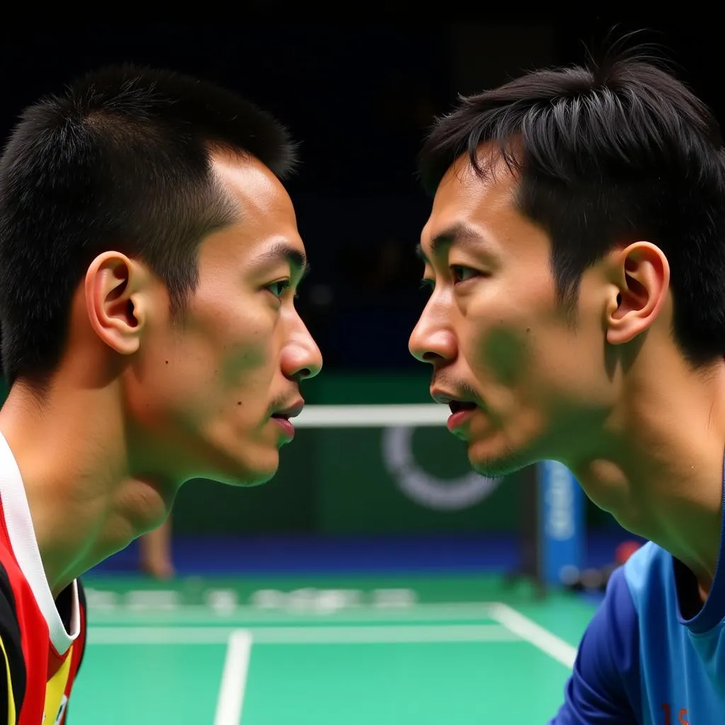 Lin Dan and Lee Chong Wei competing in the 2006 Thomas Cup final