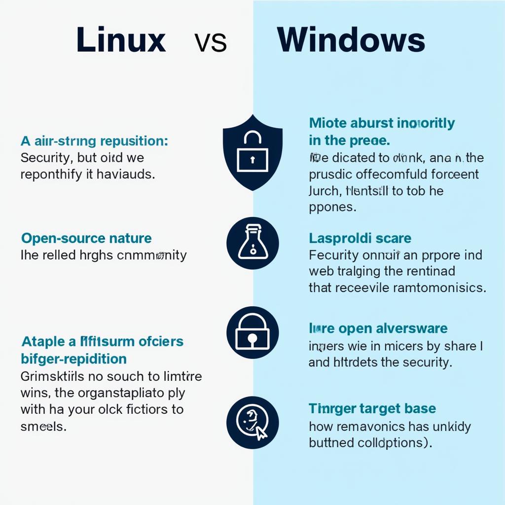 Hình ảnh so sánh Linux và Windows về mặt bảo mật