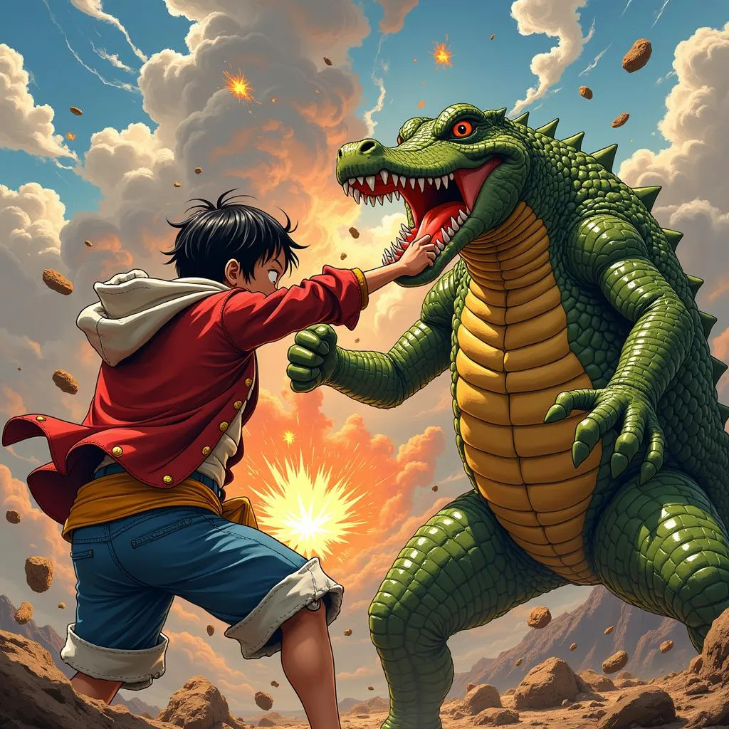 Luffy tung đòn quyết định vào Crocodile