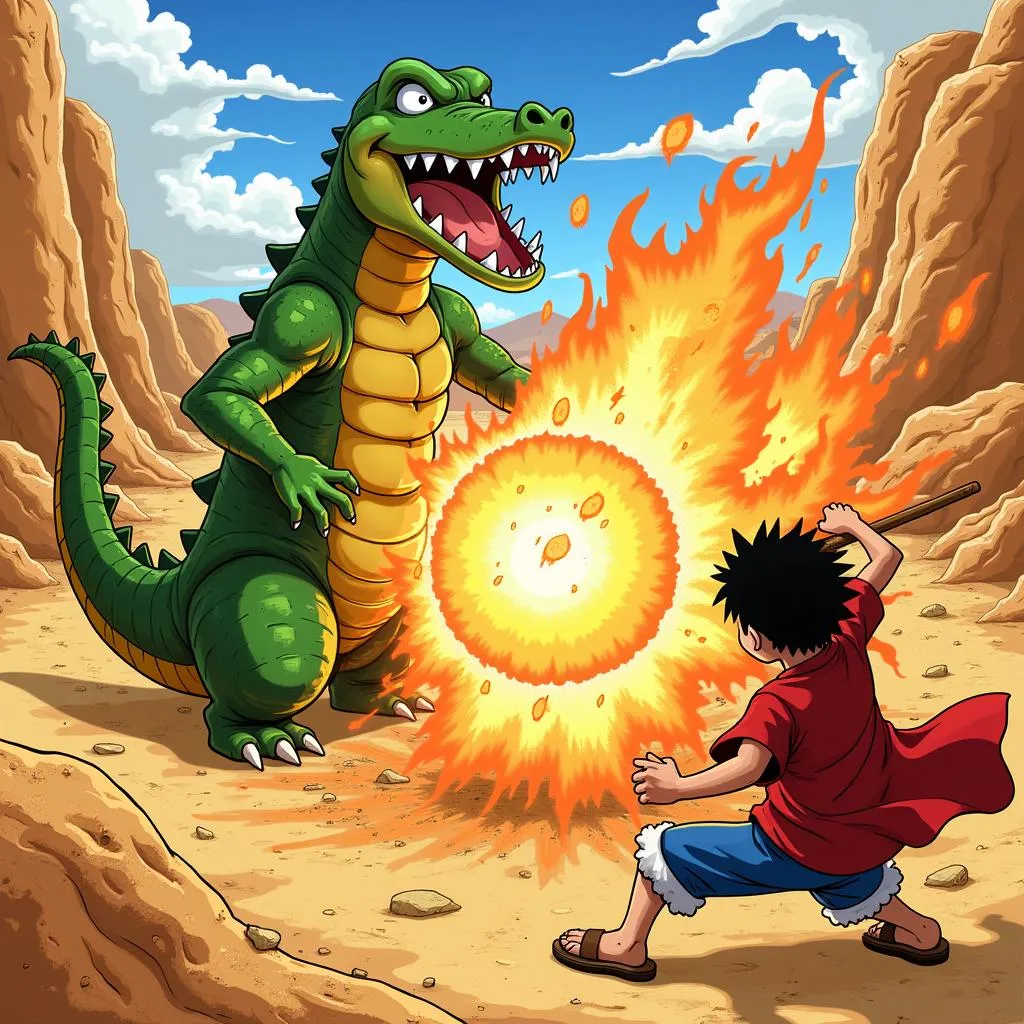 Luffy và Crocodile đối đầu nảy lửa tại Alabasta