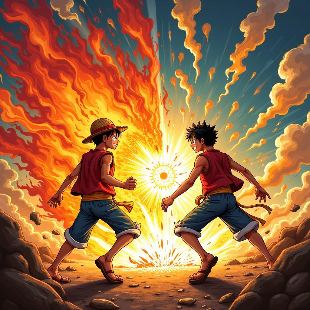 Luffy và Natsu đối đầu