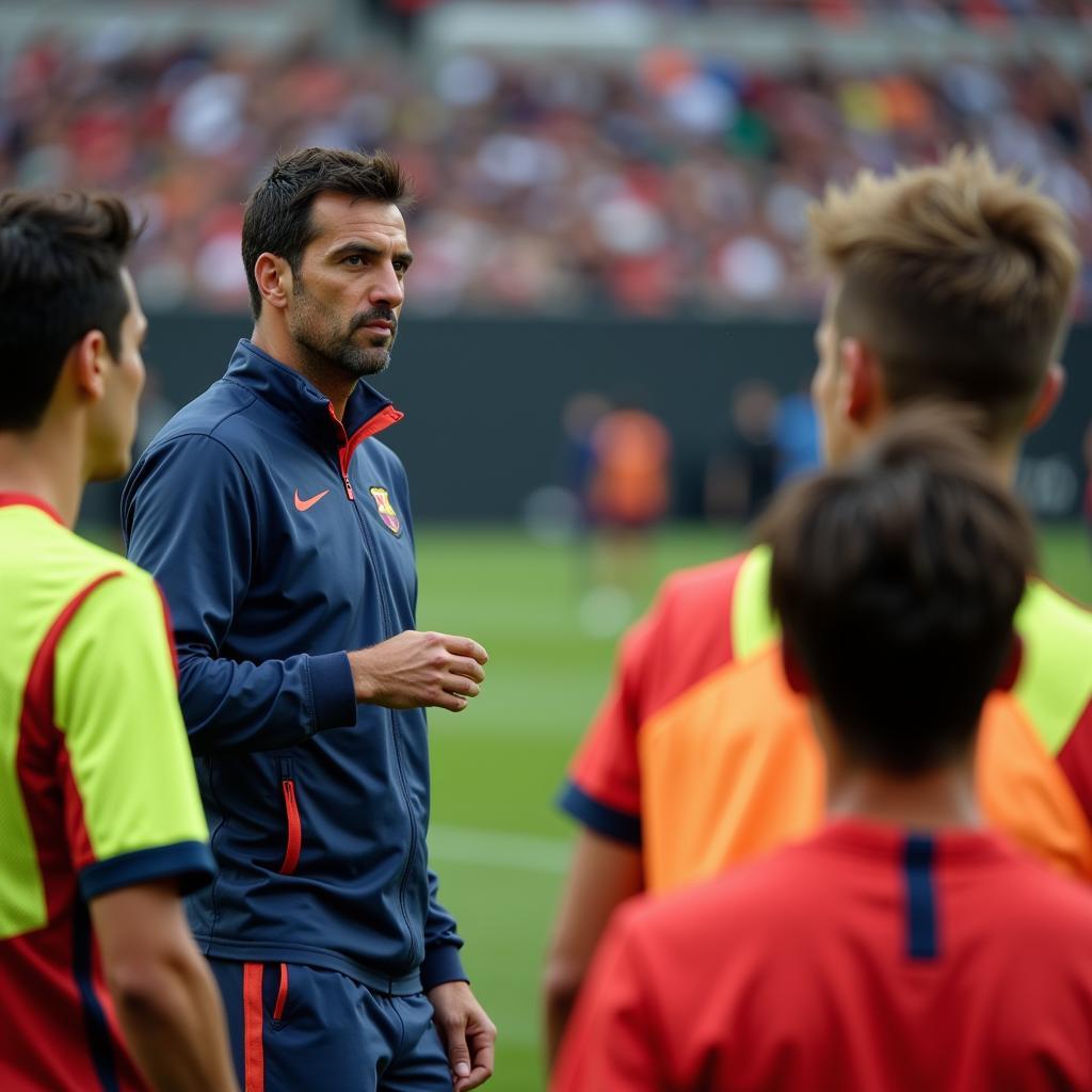 Luis Enrique observing the Spanish squad during training