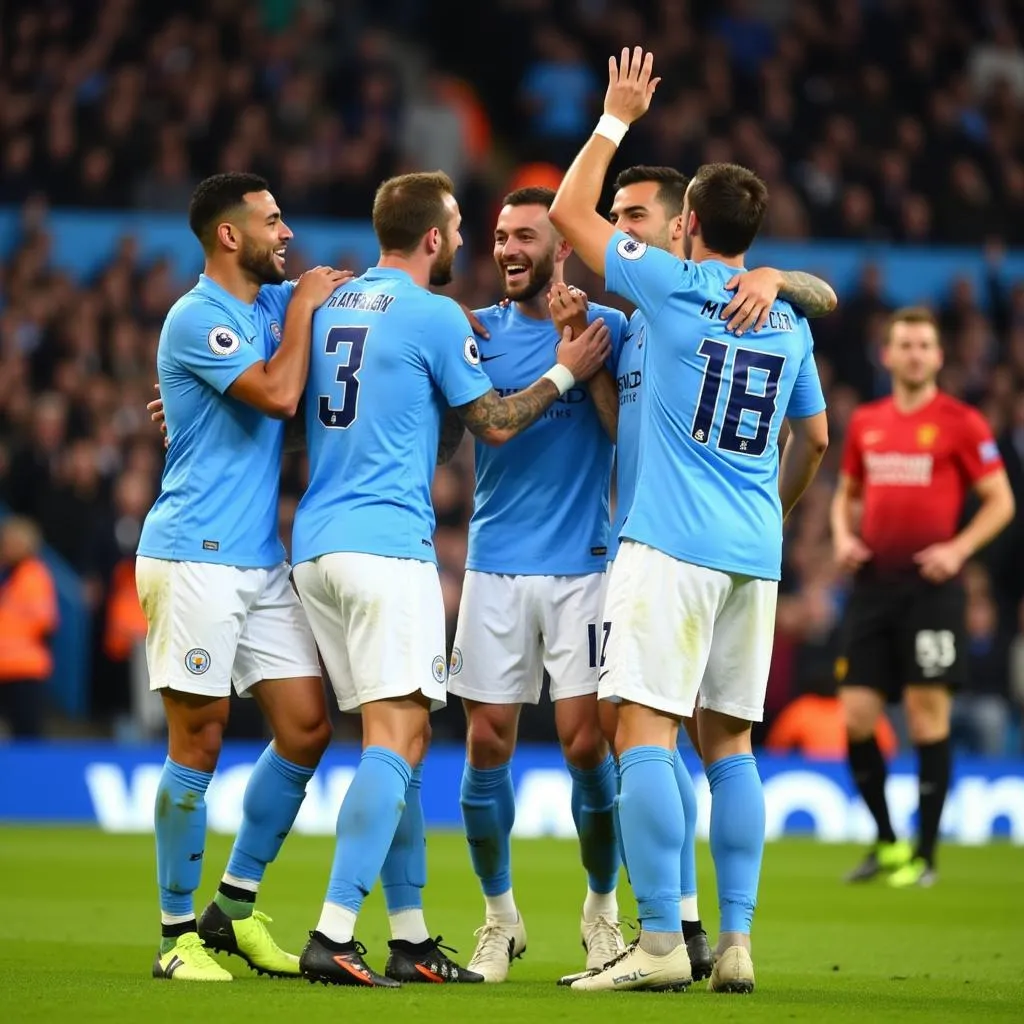 Man City celebrate goal