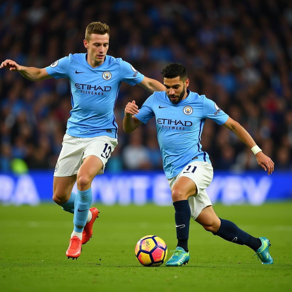 Manchester City tấn công dồn dập khung thành đối phương