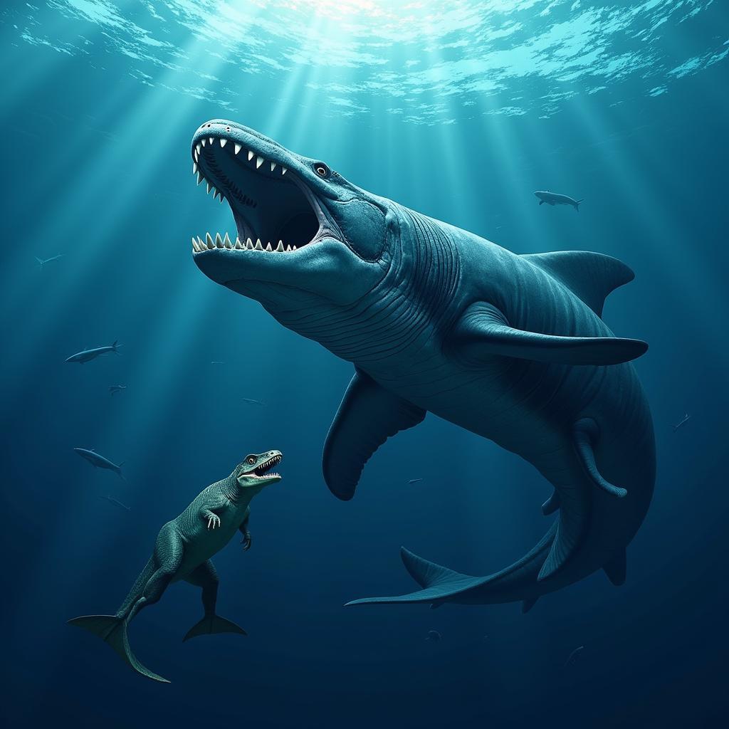 Megalodon và Mosasaurus