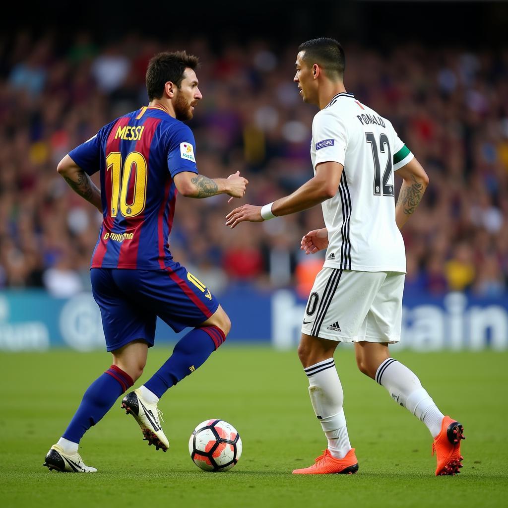 Messi và Ronaldo đối đầu trong màu áo Barcelona và Real Madrid