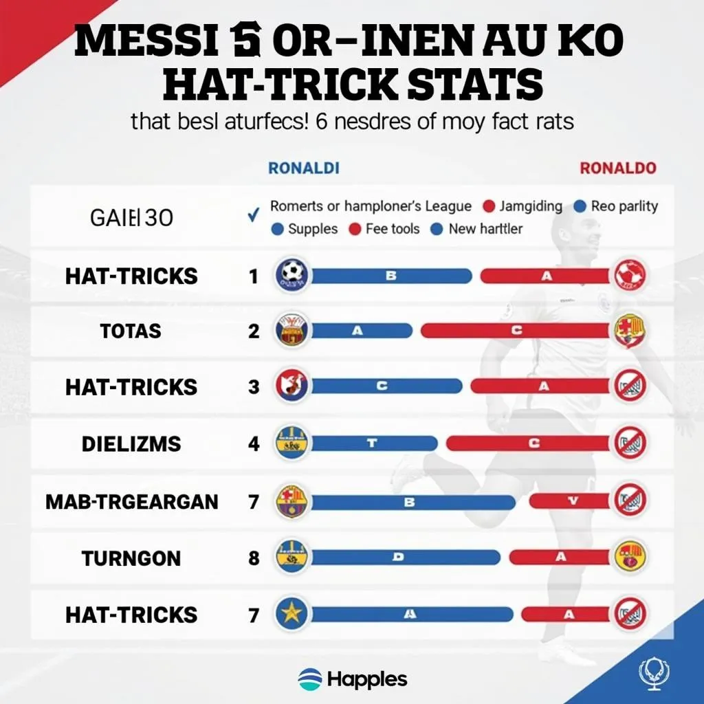 So sánh Messi và Ronaldo về số lượng hat-trick