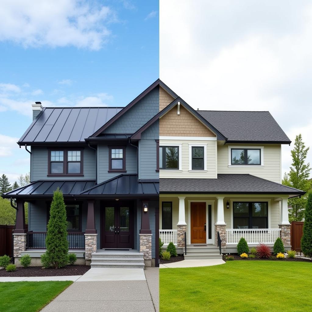 Modern metal roof vs traditional asphalt shingles curb appeal