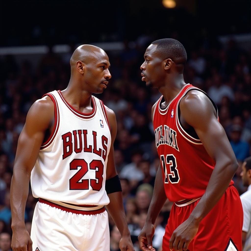 Michael Jordan đối đầu với Alonzo Mourning