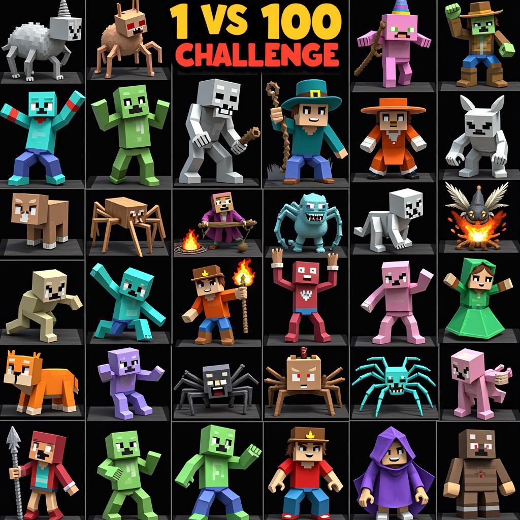 Các loại Mob nguy hiểm trong Minecraft 1 vs 100