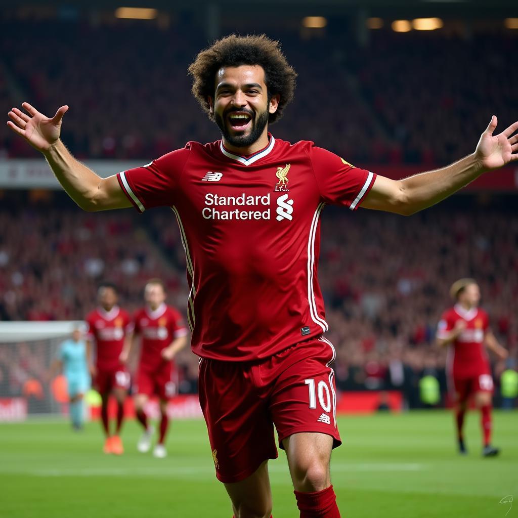 Mohamed Salah ăn mừng bàn thắng