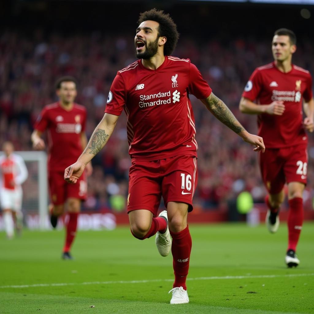 Mohamed Salah Celebrating a Goal for Liverpool