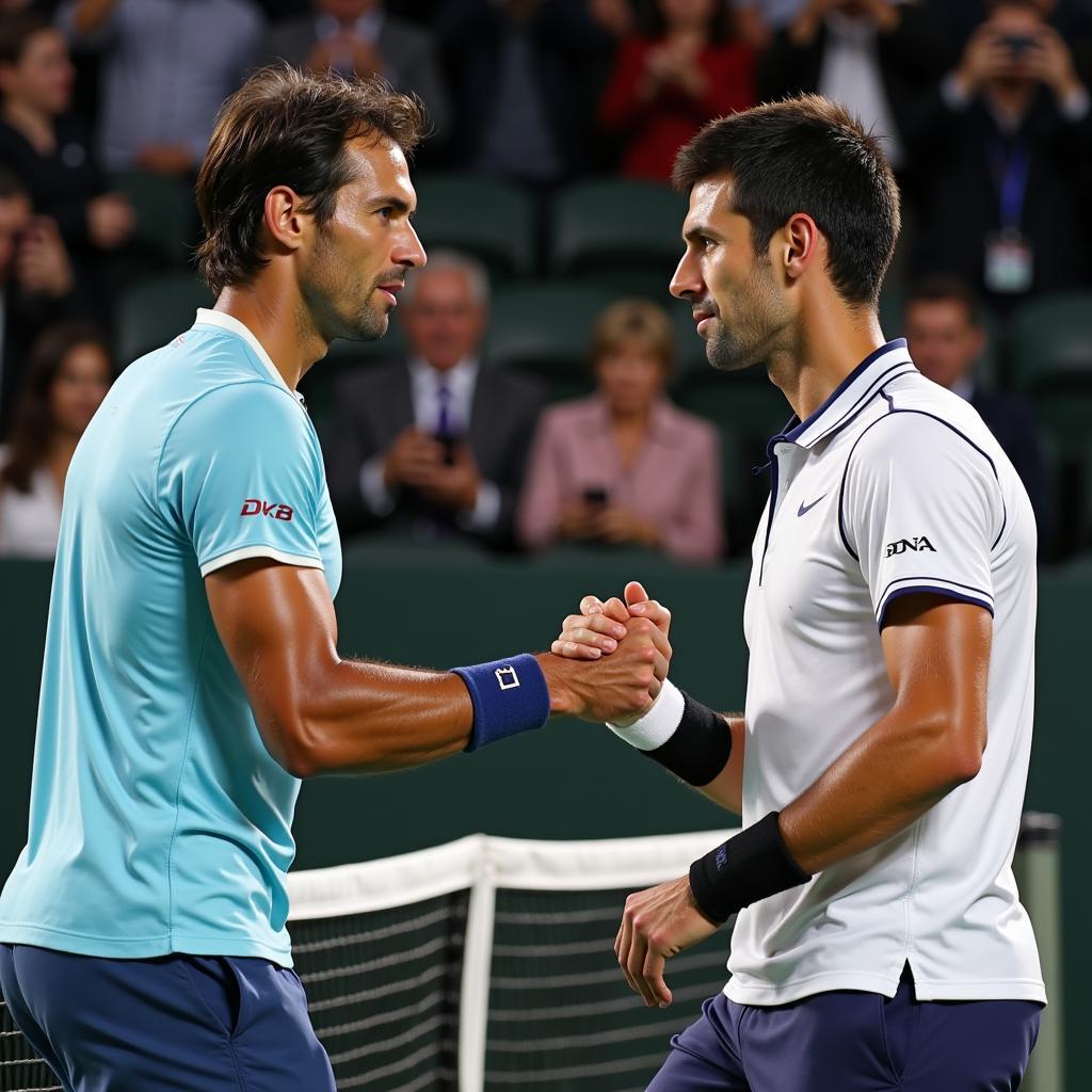 Nadal và Djokovic bắt tay sau trận đấu