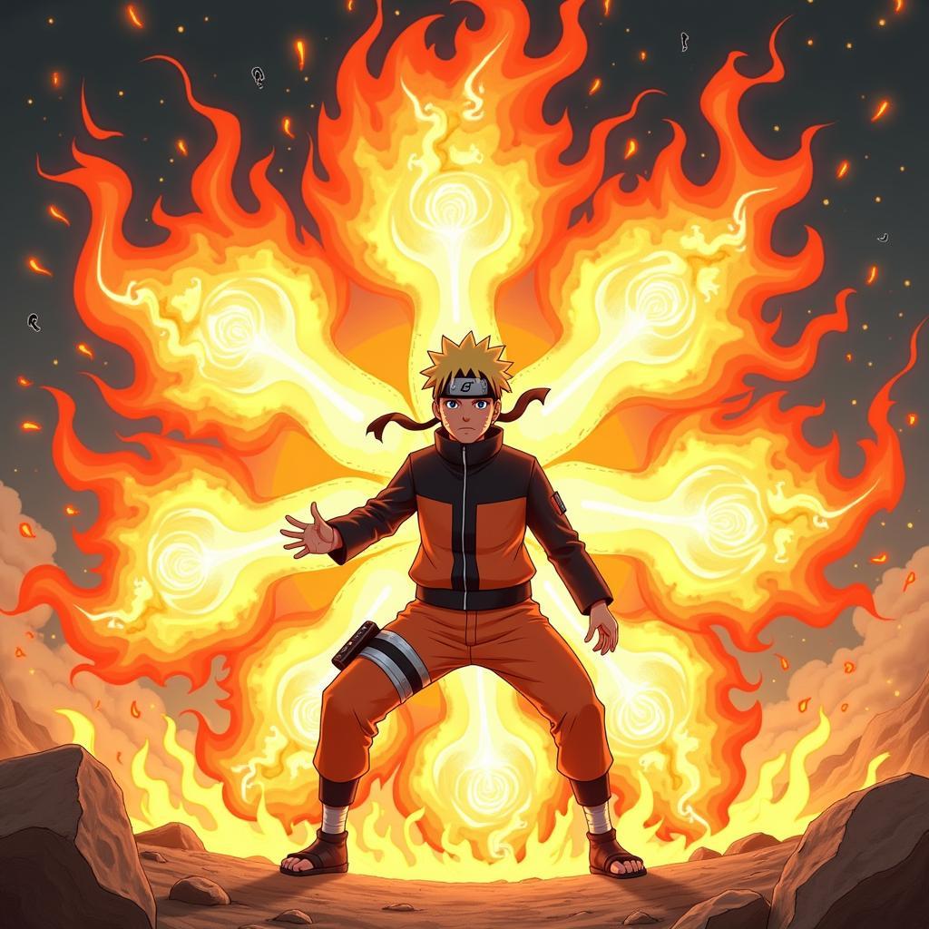 Naruto trong Chế độ Chakra Cửu Vĩ với sức mạnh vượt trội