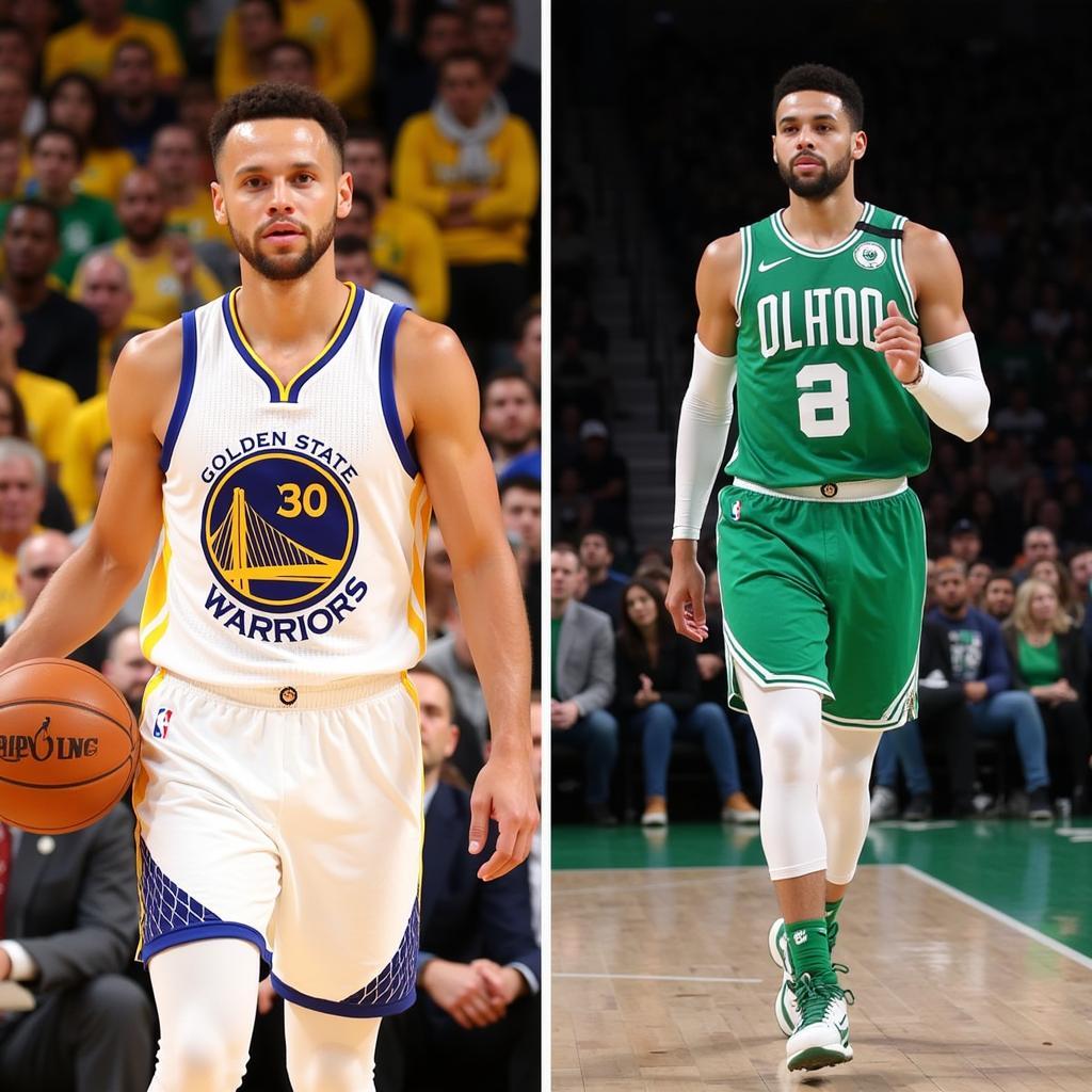 Hình ảnh Stephen Curry và Jayson Tatum