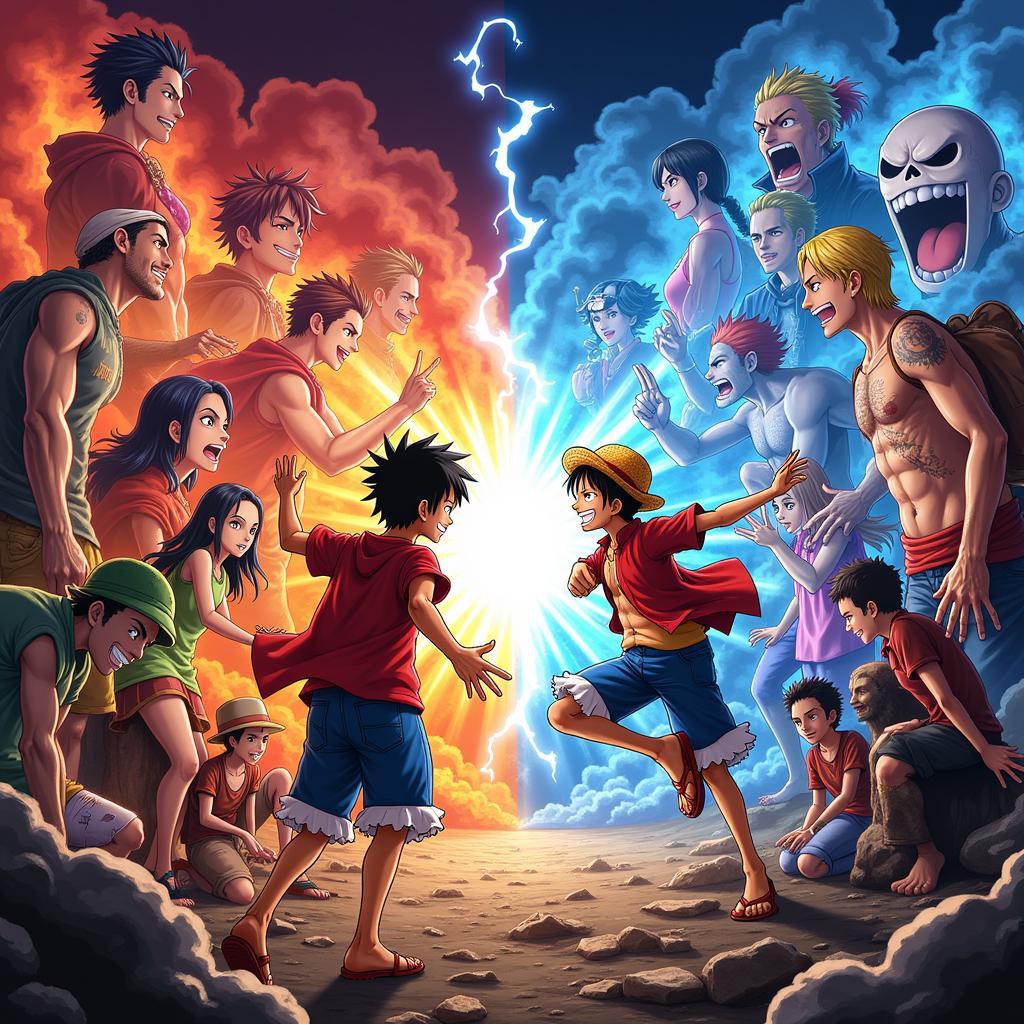 Các nhân vật One Piece đối đầu Fairy Tail