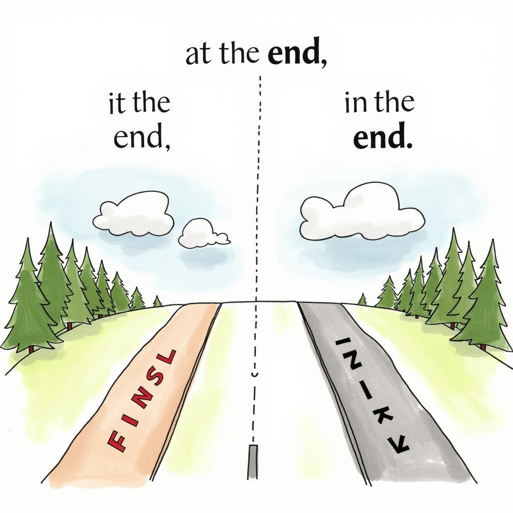 Difference between "at the end" and "in the end"