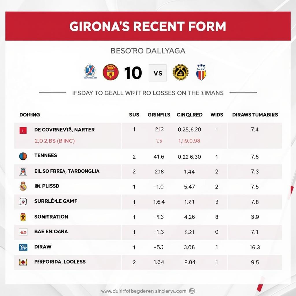 Phong độ gần đây của Girona tại La Liga