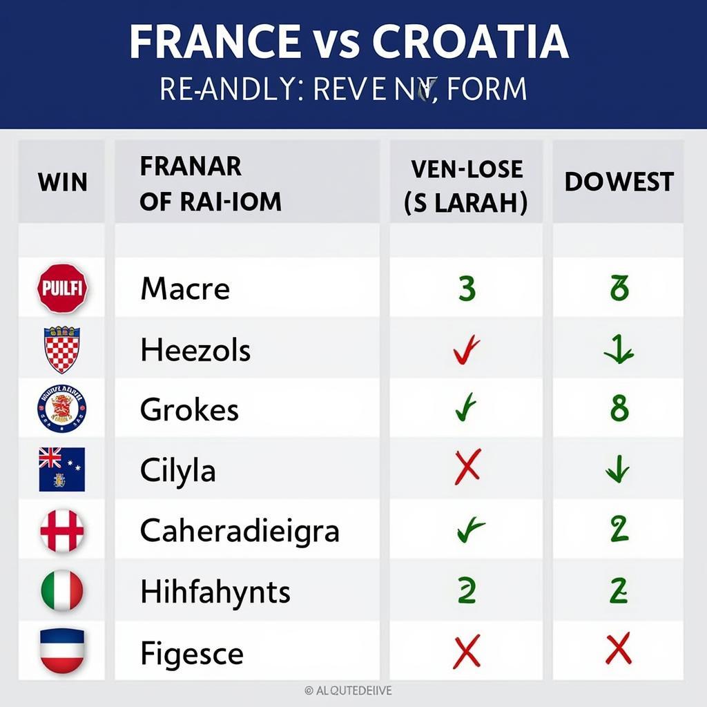 Phong độ gần đây Pháp vs Croatia