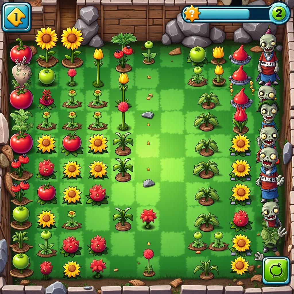 Giao diện chơi Plants vs Zombies 1