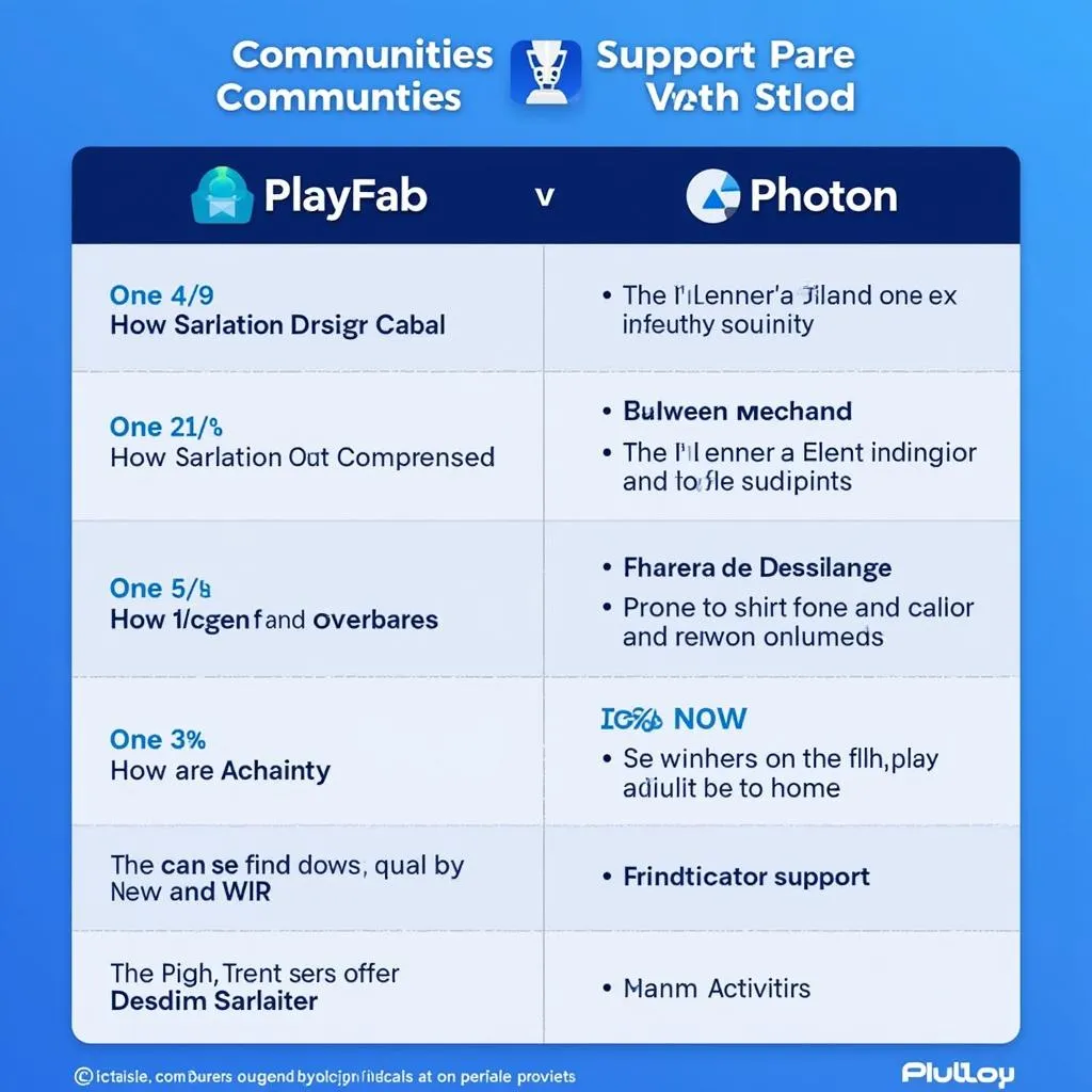 So sánh cộng đồng và hỗ trợ của PlayFab và Photon