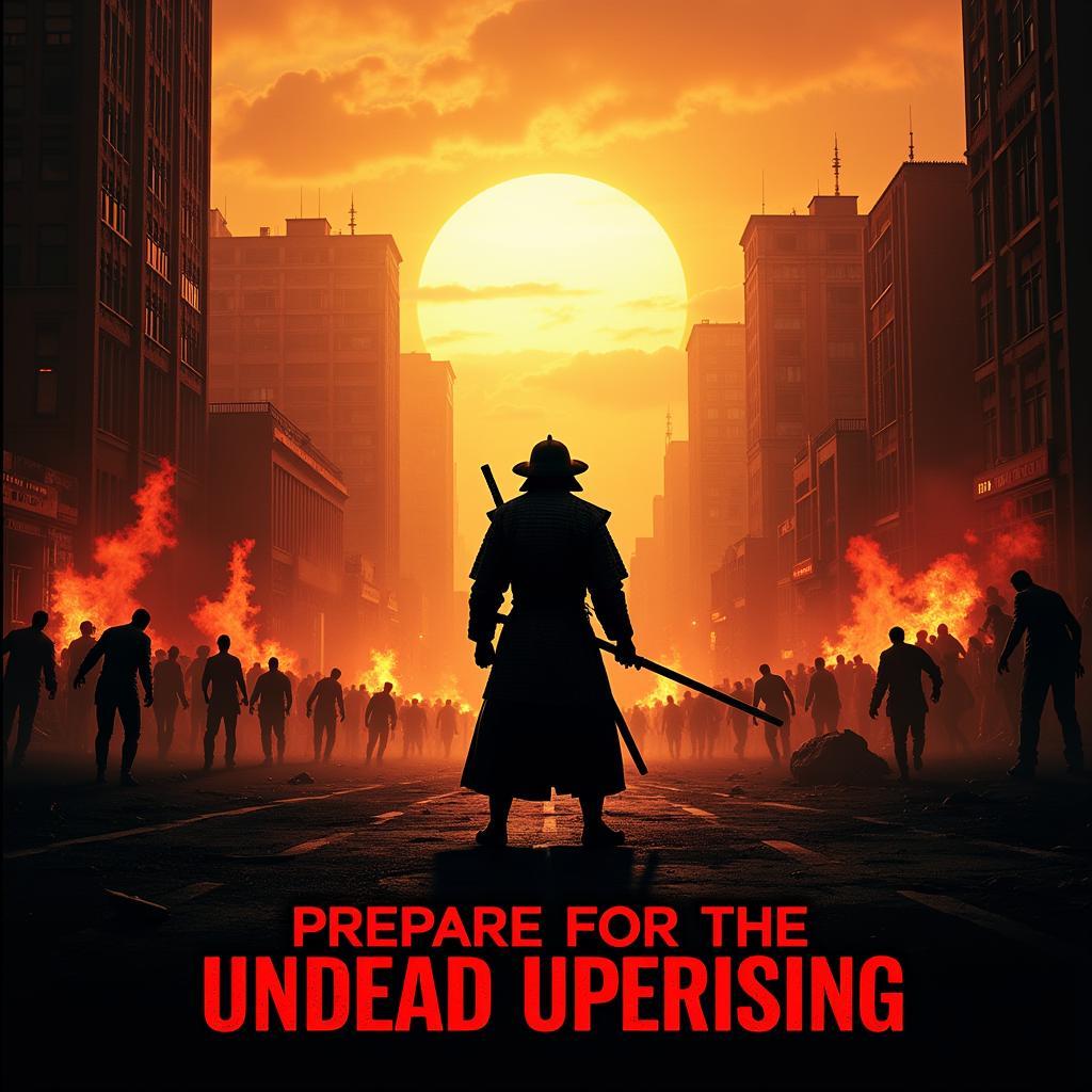 Poster phim về samurai chiến đấu với zombies