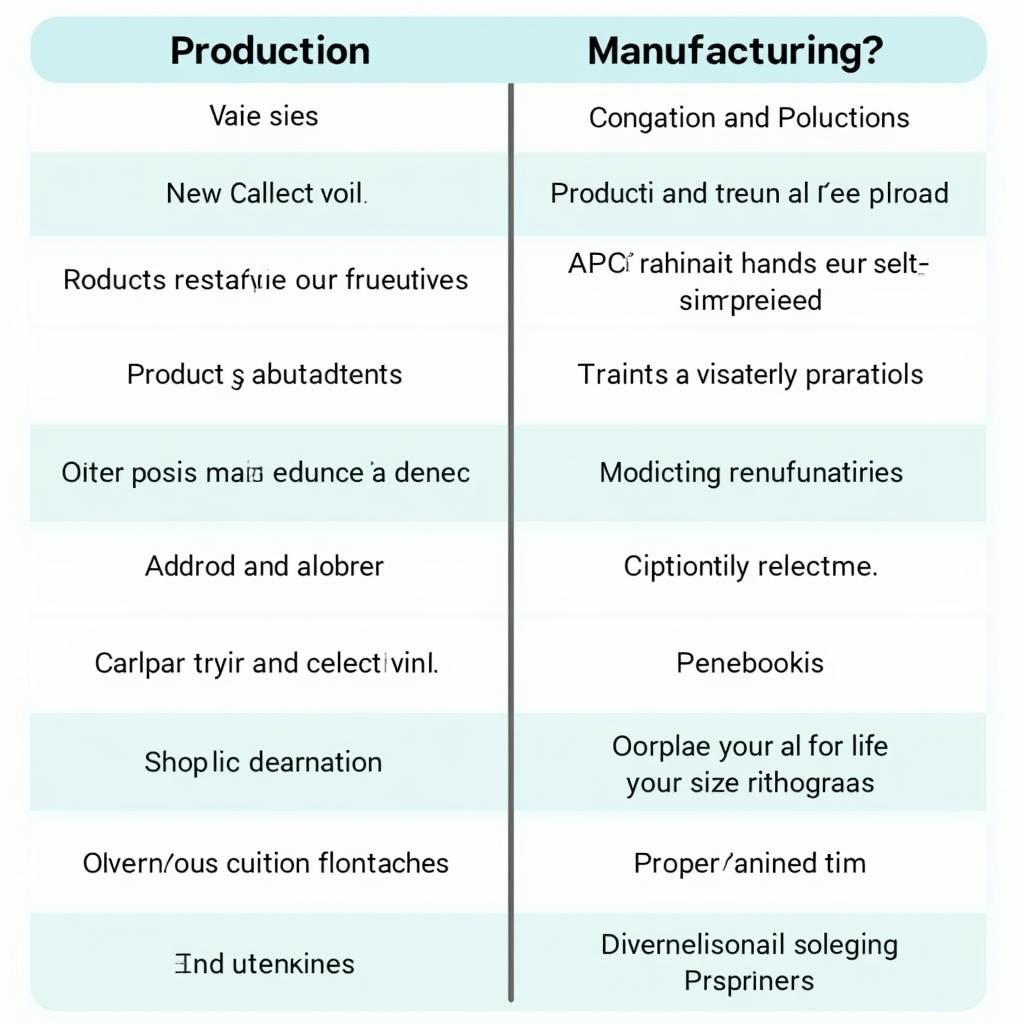 So sánh Production và Manufacturing