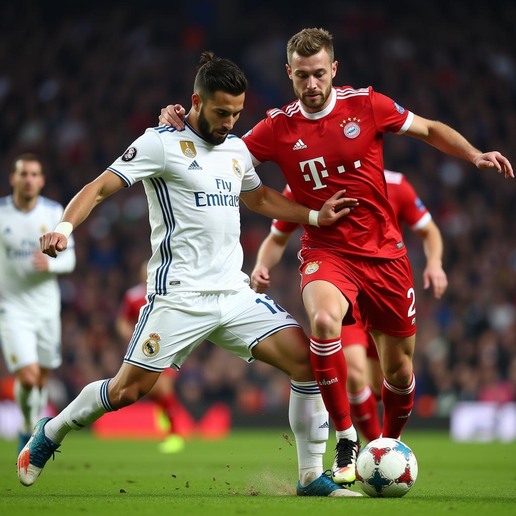 Real Madrid and Bayern Munich players clash