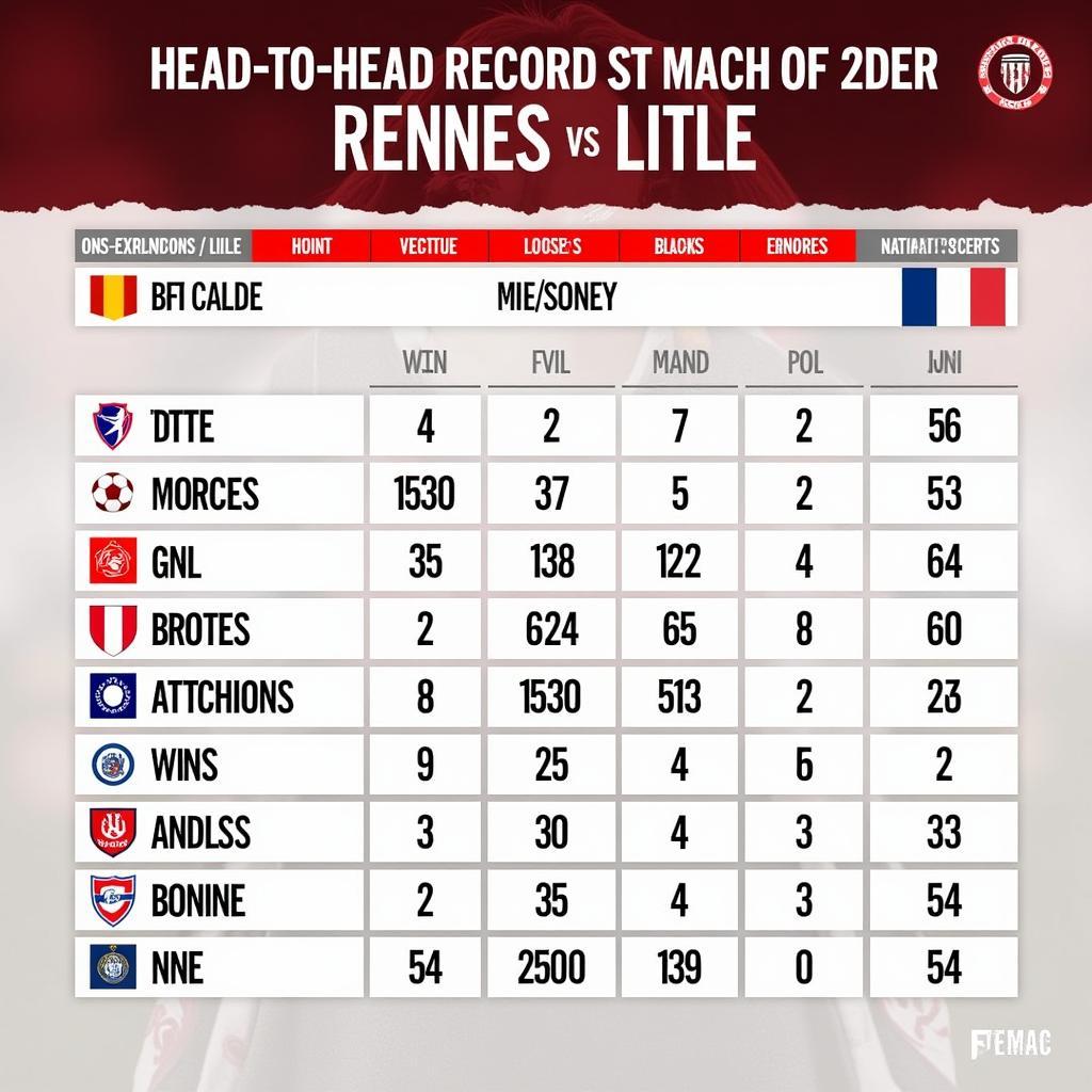 Lịch sử đối đầu Rennes vs Lille