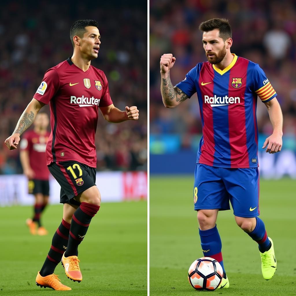 Ronaldo và Messi ăn mừng bàn thắng