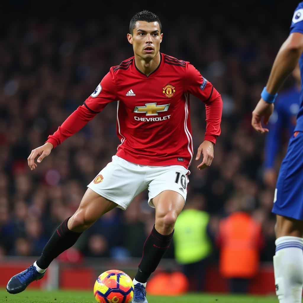 Ronaldo trong trận đấu Man Utd vs Chelsea