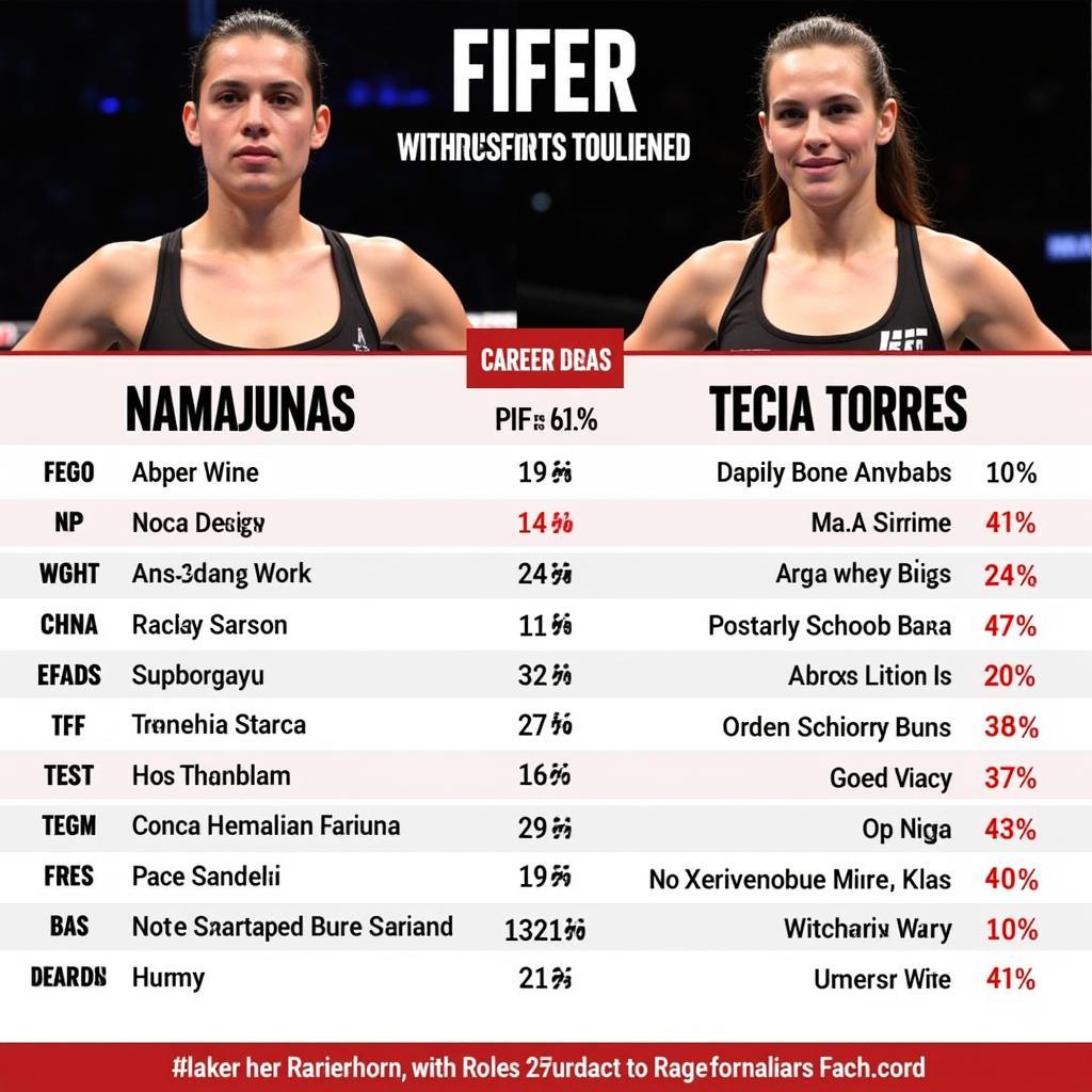 So sánh thành tích của Rose Namajunas và Tecia Torres