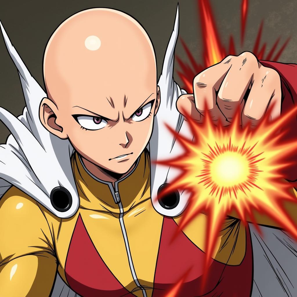 Saitama, nhân vật chính trong One Punch Man, tung cú đấm hủy diệt