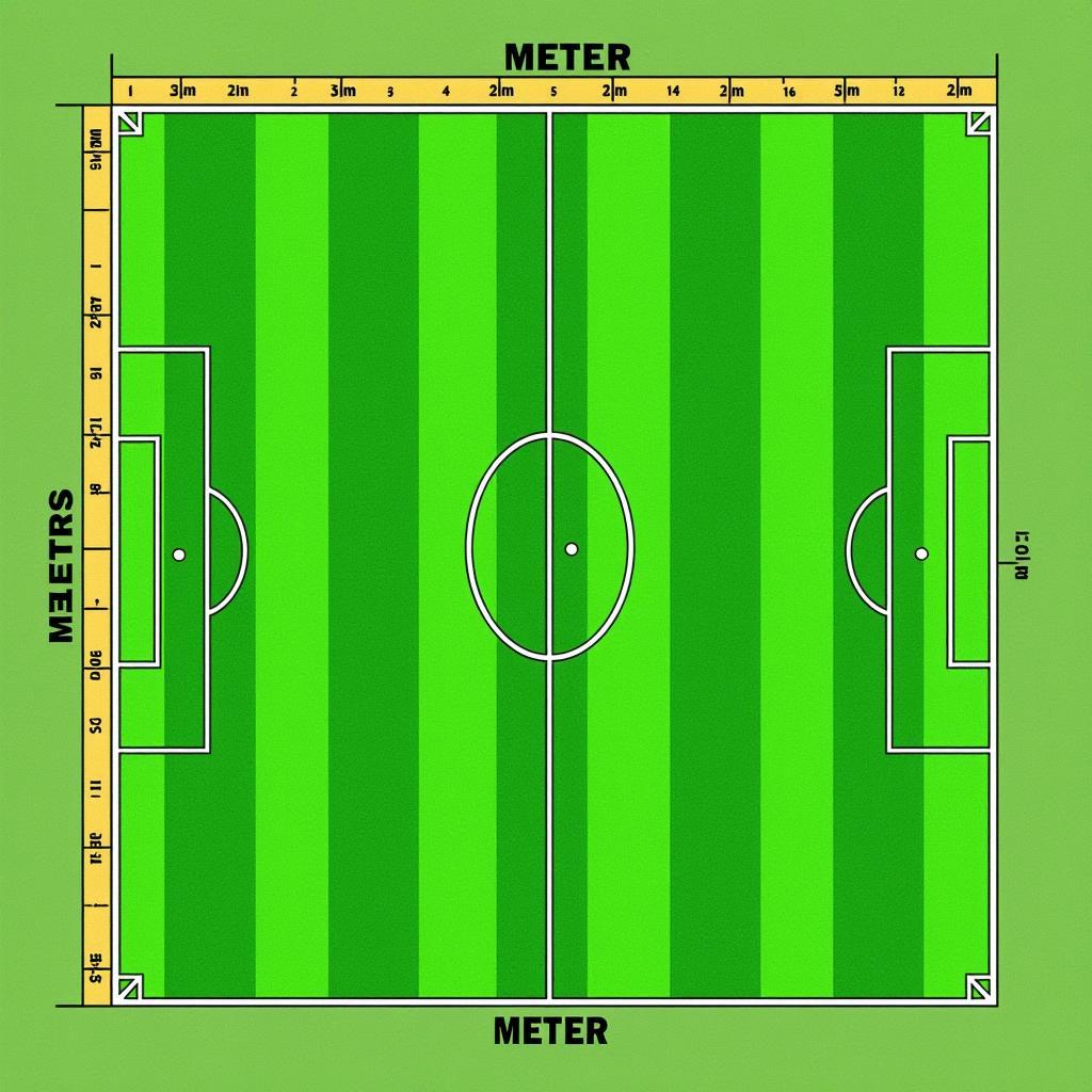 Sân bóng đá với kích thước theo mét