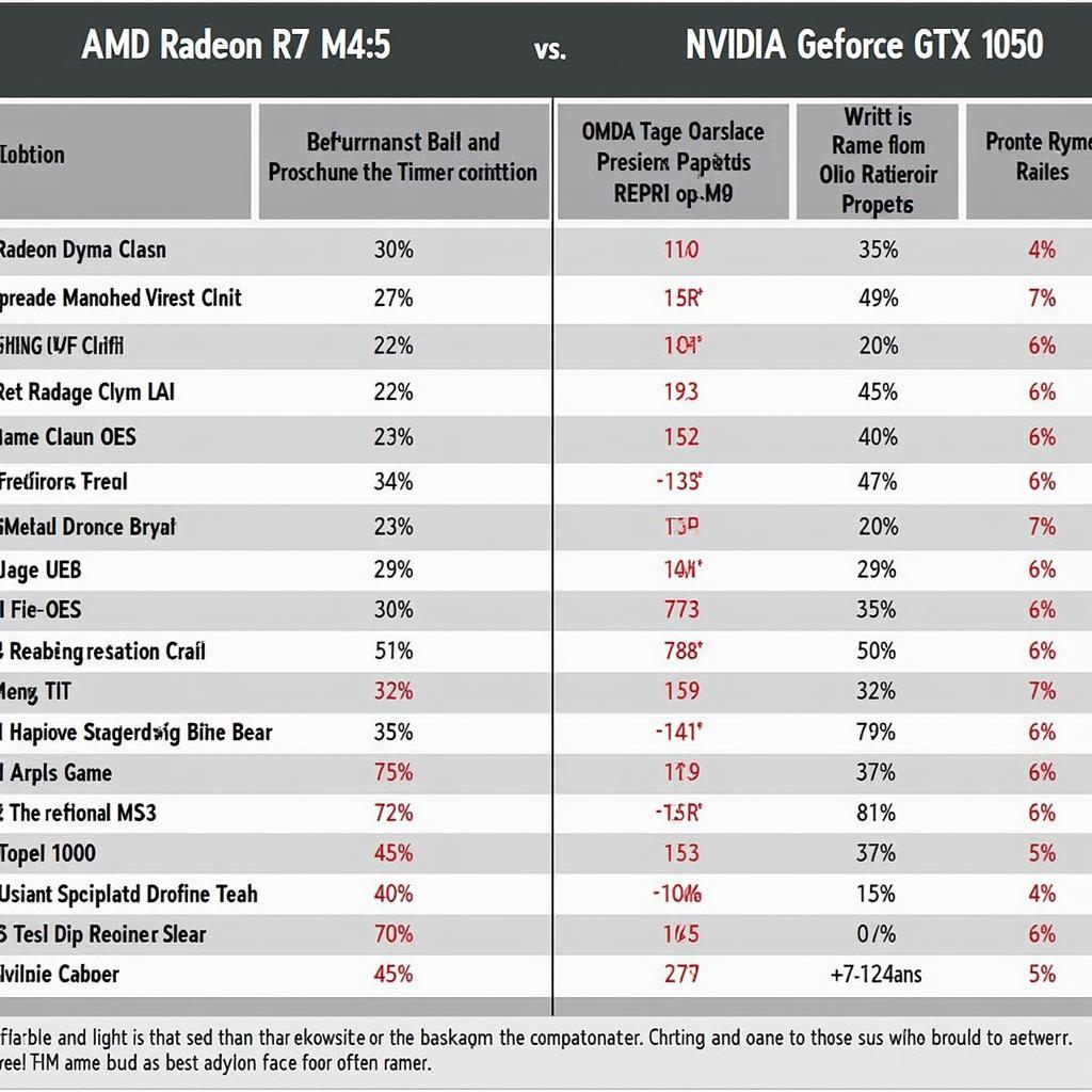 So sánh hiệu năng giữa AMD Radeon R7 M445 và NVIDIA GeForce GTX 1050