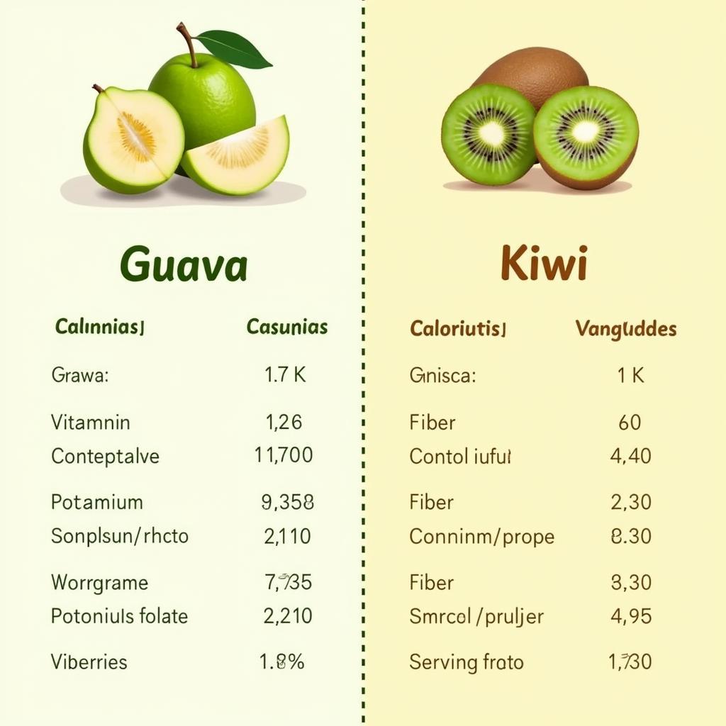 So sánh dinh dưỡng giữa quả ổi và quả kiwi