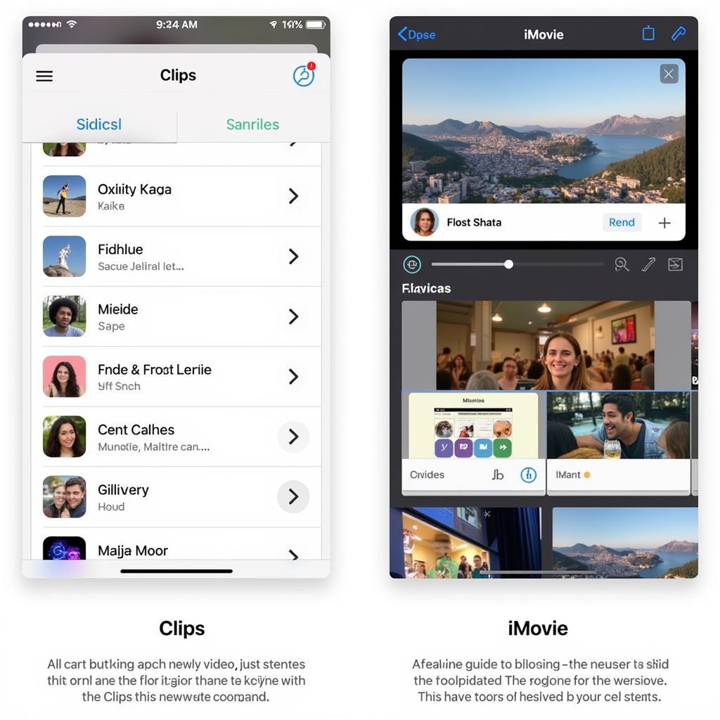 Giao diện Clips app và iMovie