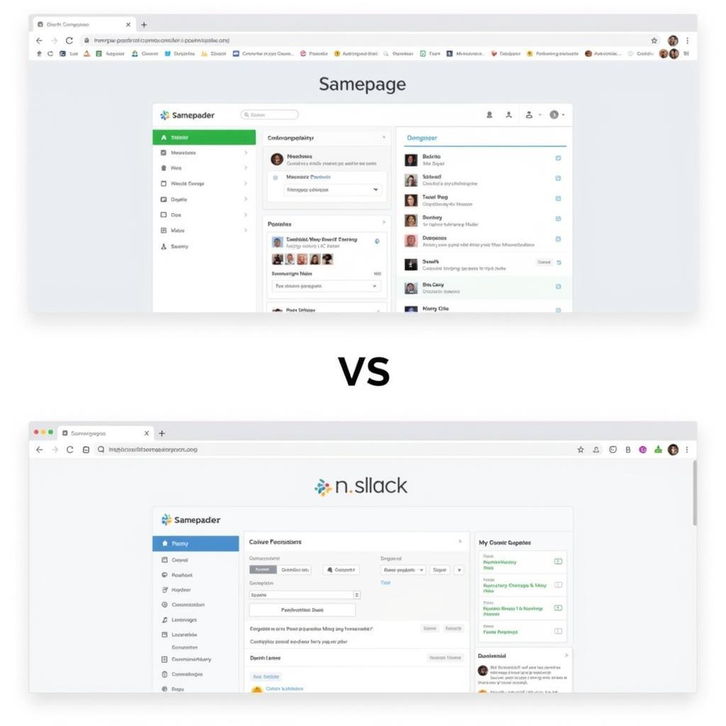 So sánh giao diện Samepage và Slack