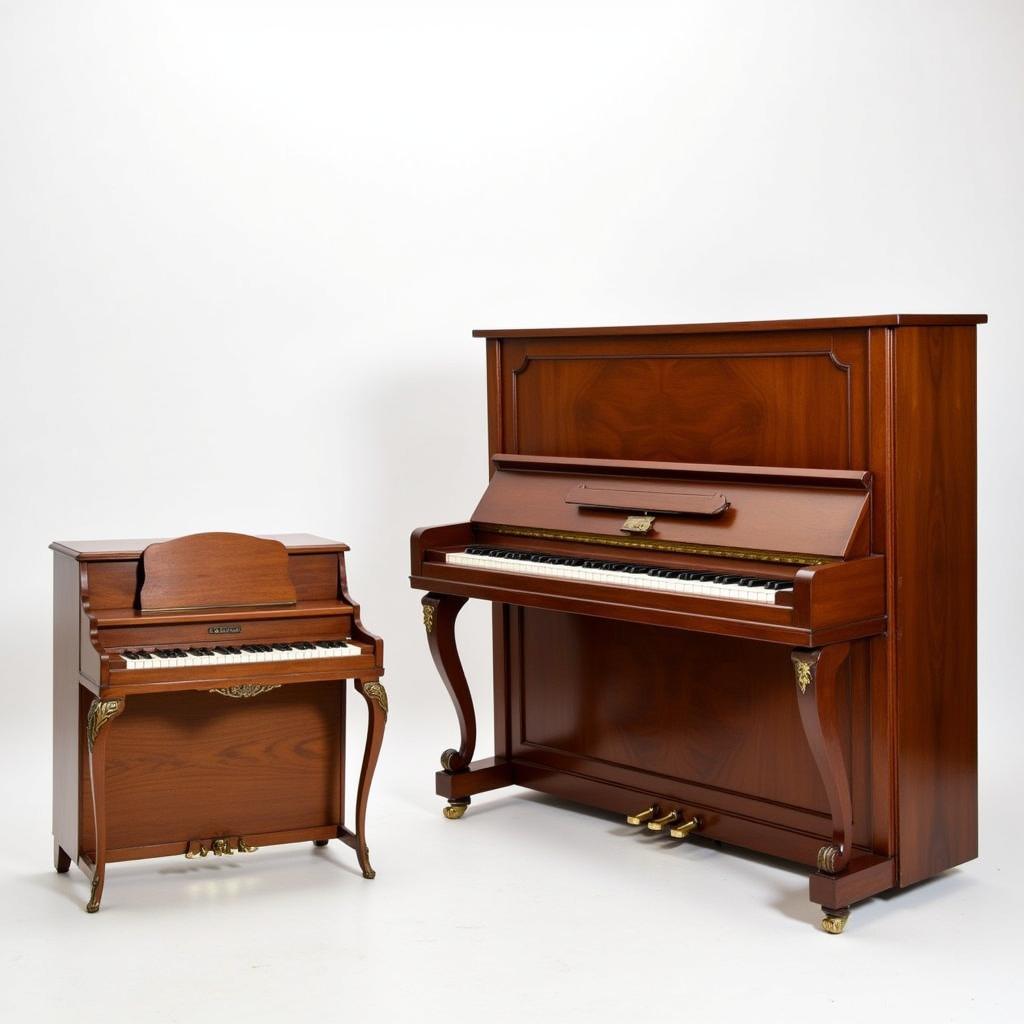 So sánh kích thước console và upright piano