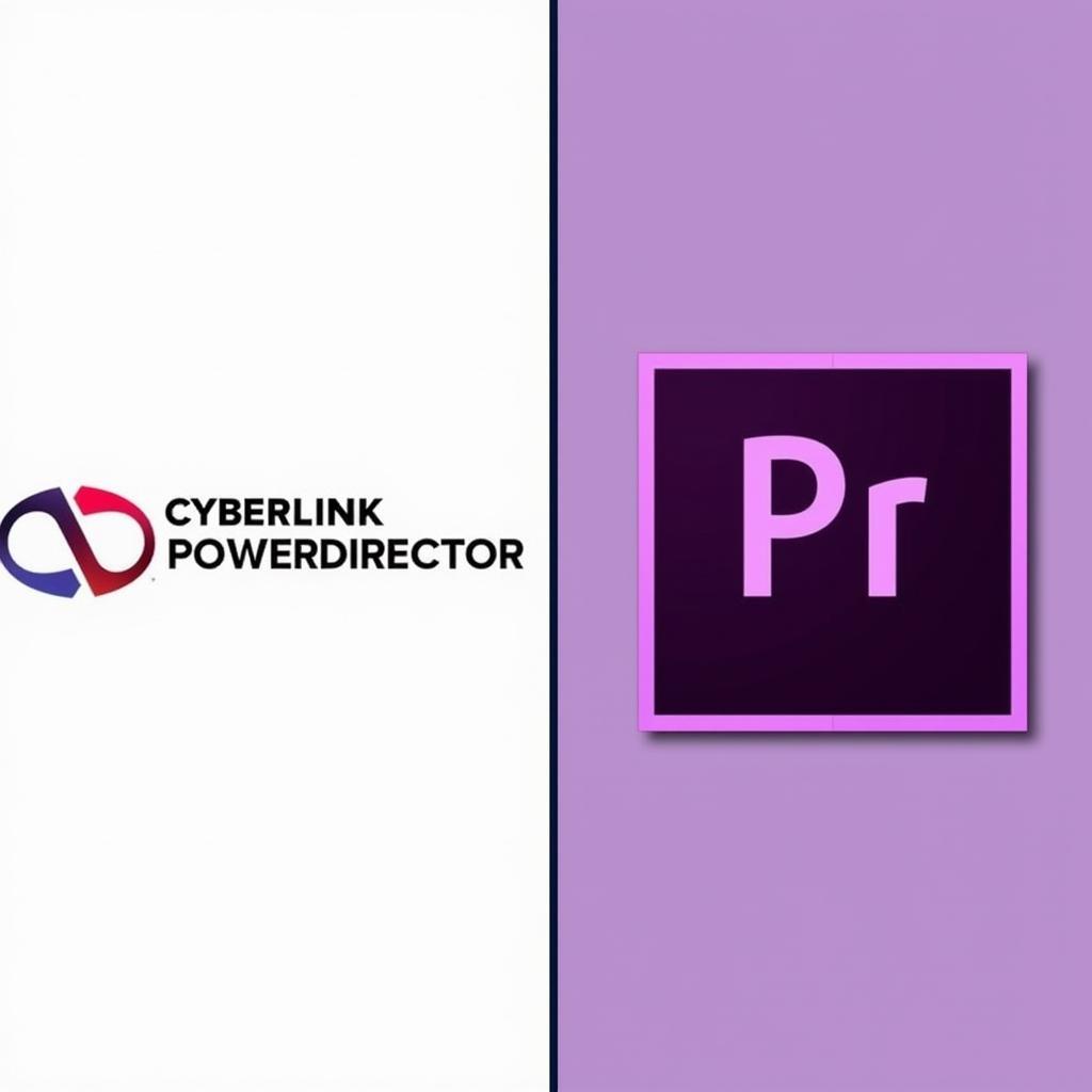 Logo CyberLink PowerDirector và Adobe Premiere Pro