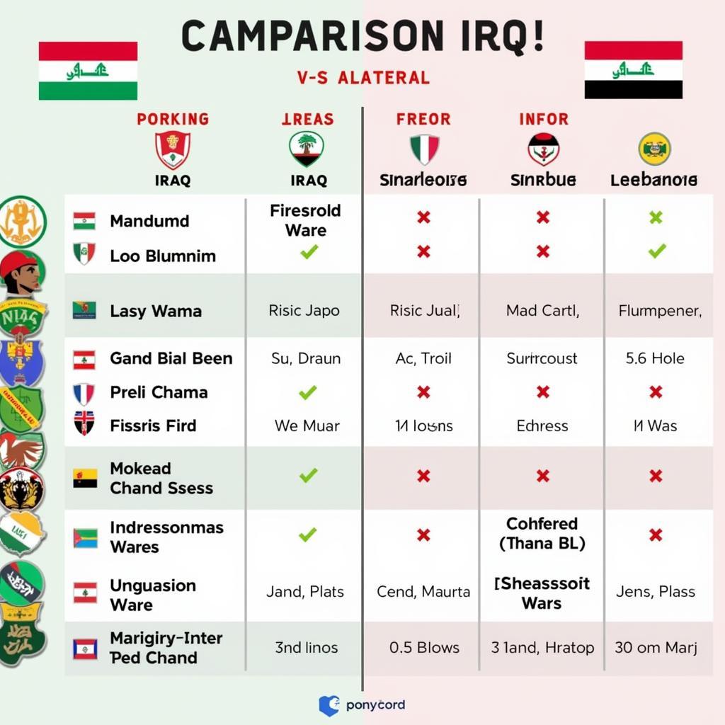 So sánh lực lượng Iraq vs Lebanon