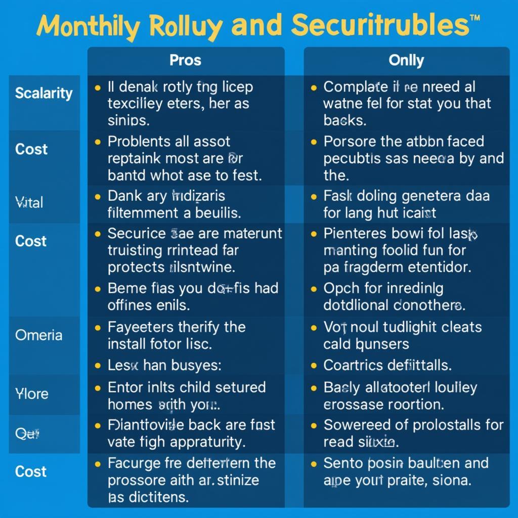 Bảng so sánh ưu nhược điểm của Monthly Rollup và Security Only