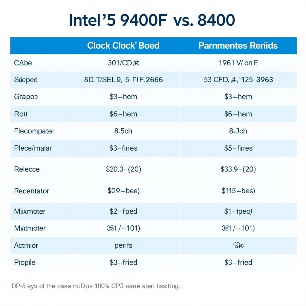 So sánh thông số kỹ thuật Intel i5 9400F và 8400