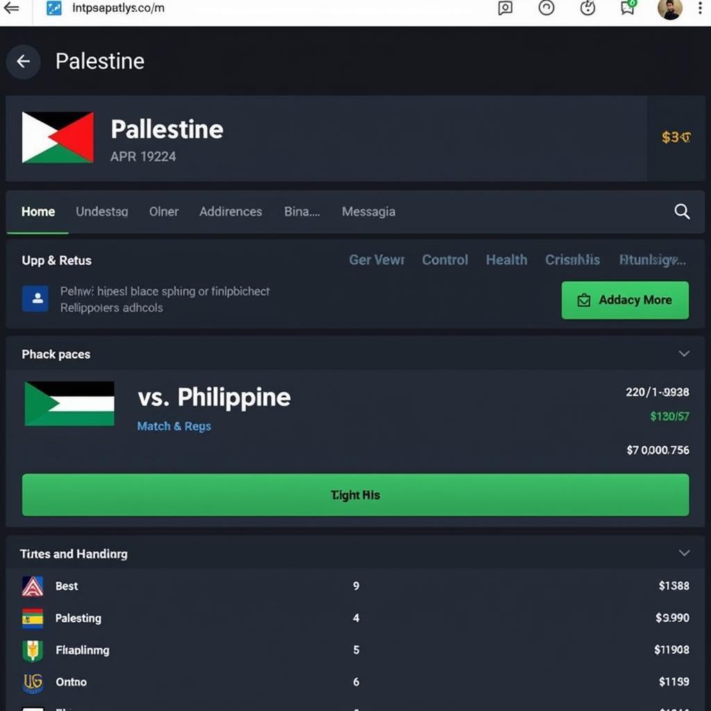 Tỷ lệ kèo Palestine vs Philippines