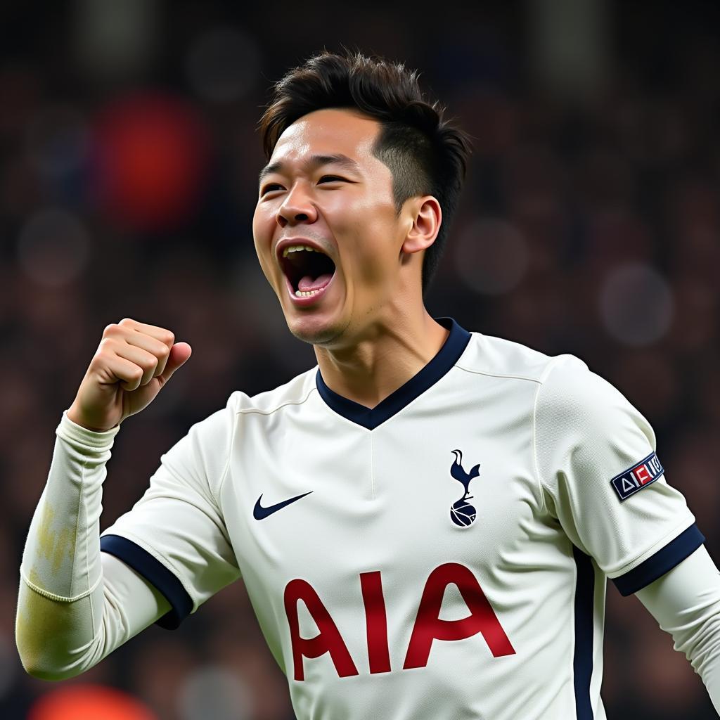 Son Heung-min ăn mừng bàn thắng trong màu áo Tottenham