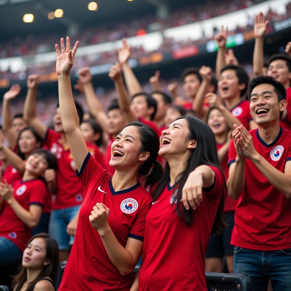 South Korean fans celebrating the victory