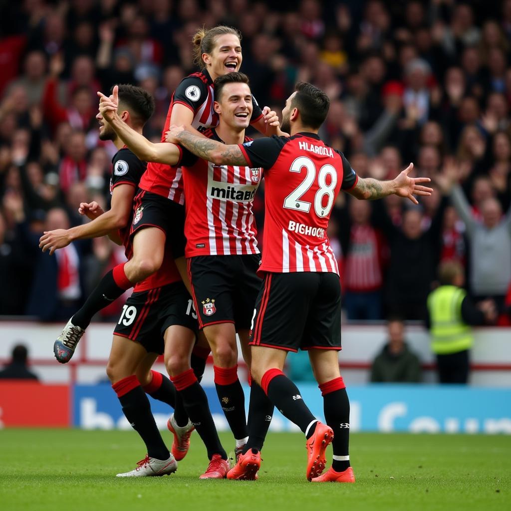 Southampton ăn mừng bàn thắng trước Inter Milan